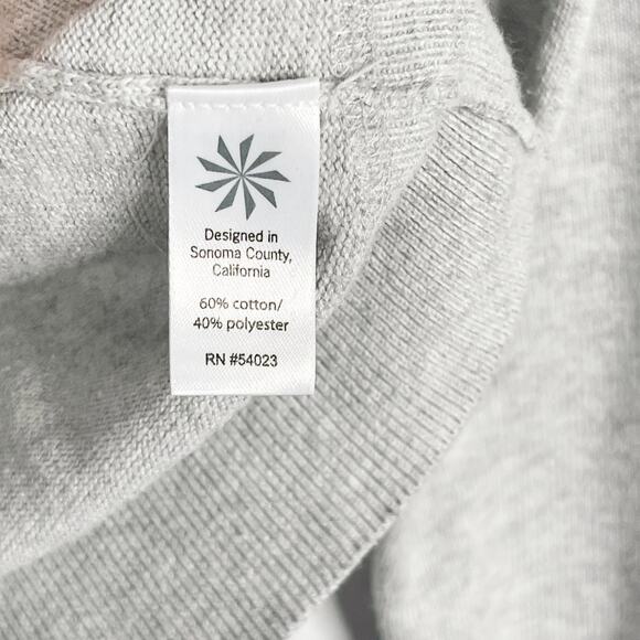 Athleta XSmall XS Gray Rally Sweater Hooded Striped Sleeve Cotton Blend Pullover - Picture 6 of 8